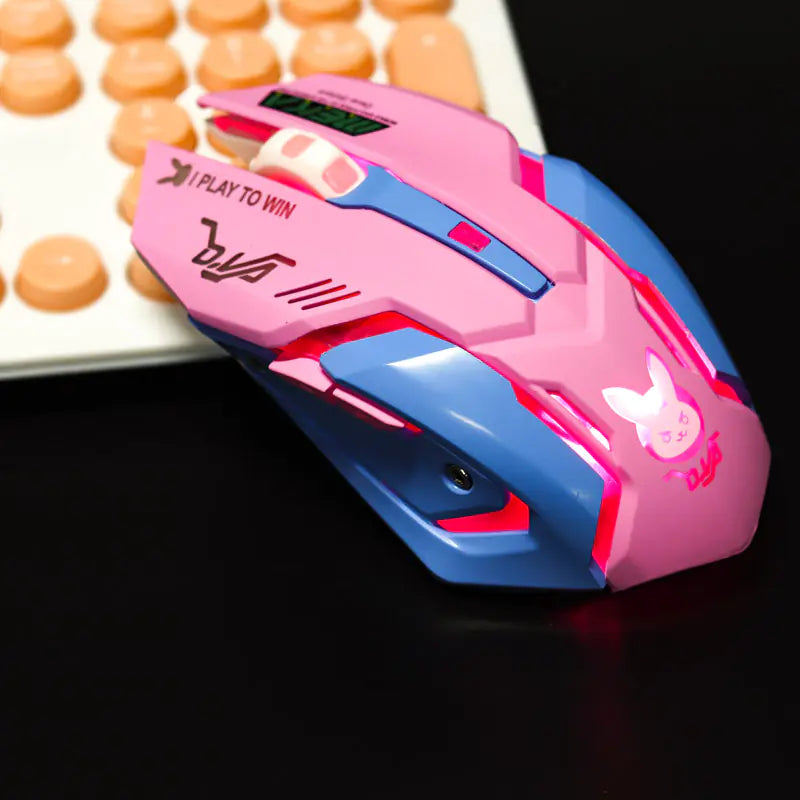 Pink Rechargeable Wireless Gaming Mouse