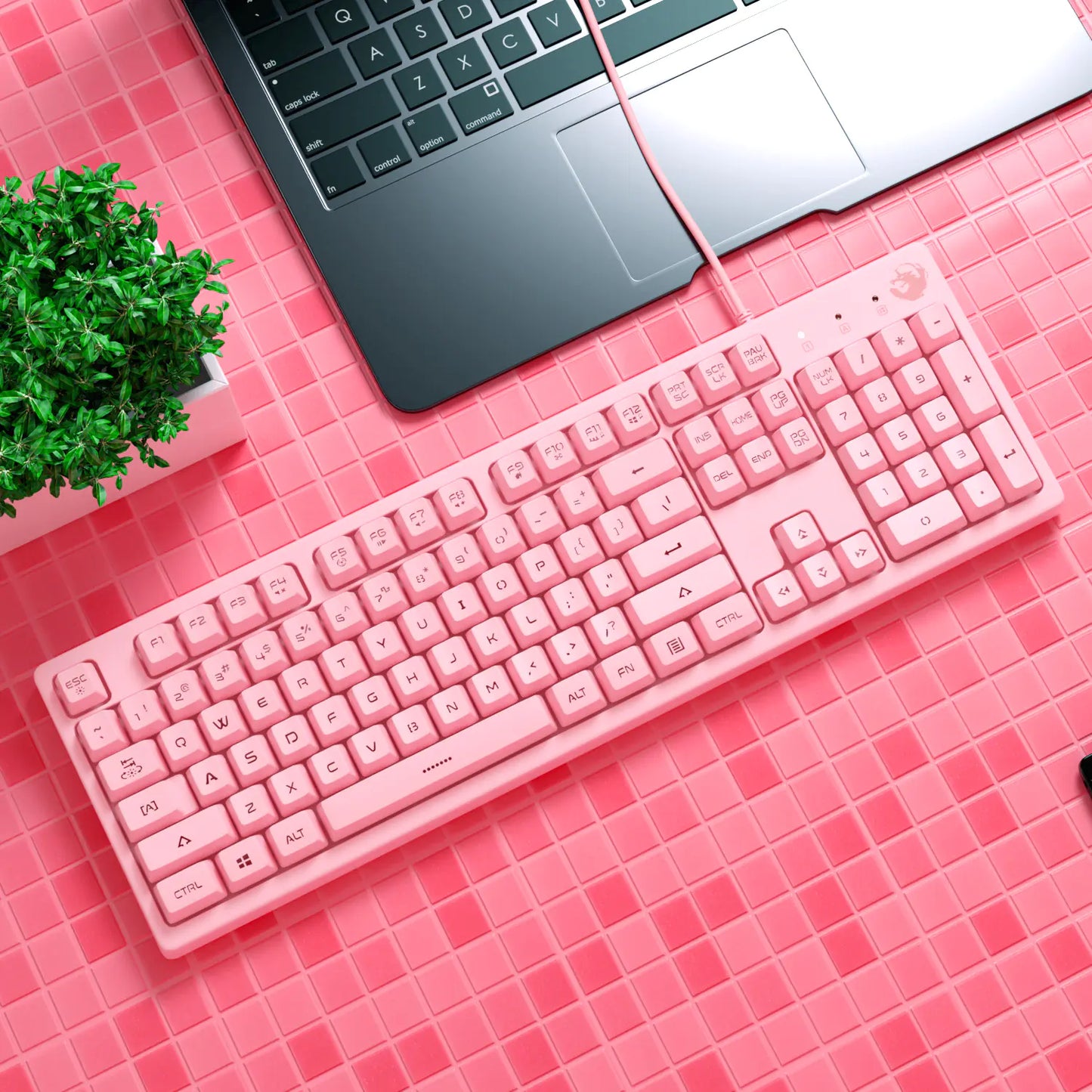 Cute Pink Mechanical Gaming Keyboard Set (includes up to a Keyboard, Mouse, Headphones, Large Mouse Pad)