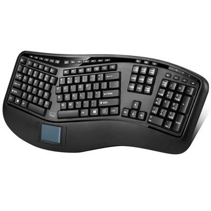 Adesso 2.4ghz Wireless Tru-Form Media 3D Ergonomic Touchpad Keyboard with Sp Black