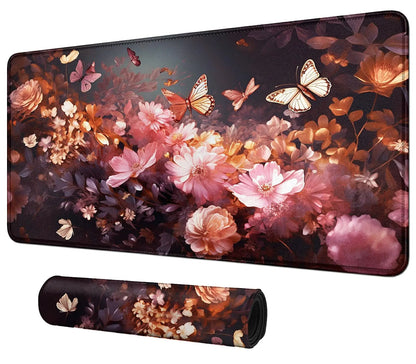 Flowers Butterflys for MTG & TCG PlaymatBFDHGQZC 24" x 14" Game Mat for MTG/RPG/CCG Trading Card Game Playmats Table Mat Perfect for Card Games Video Games Computer Office
