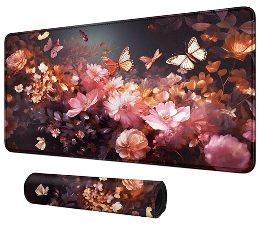 Flowers Butterflys for MTG & TCG PlaymatBFDHGQZC 24" x 14" Game Mat for MTG/RPG/CCG Trading Card Game Playmats Table Mat Perfect for Card Games Video Games Computer Office