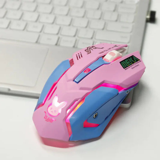 Pink Rechargeable Wireless Gaming Mouse