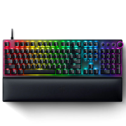Razer Huntsman V2 Optical Gaming Keyboard: Fastest Clicky Optical Switches w/Quick Keystrokes - Doubleshot PBT Keycaps - Dedicated Media Keys & Dial - Ergonomic (Renewed) Black